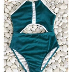 Cupshe Peacock Blue One piece Swimsuit